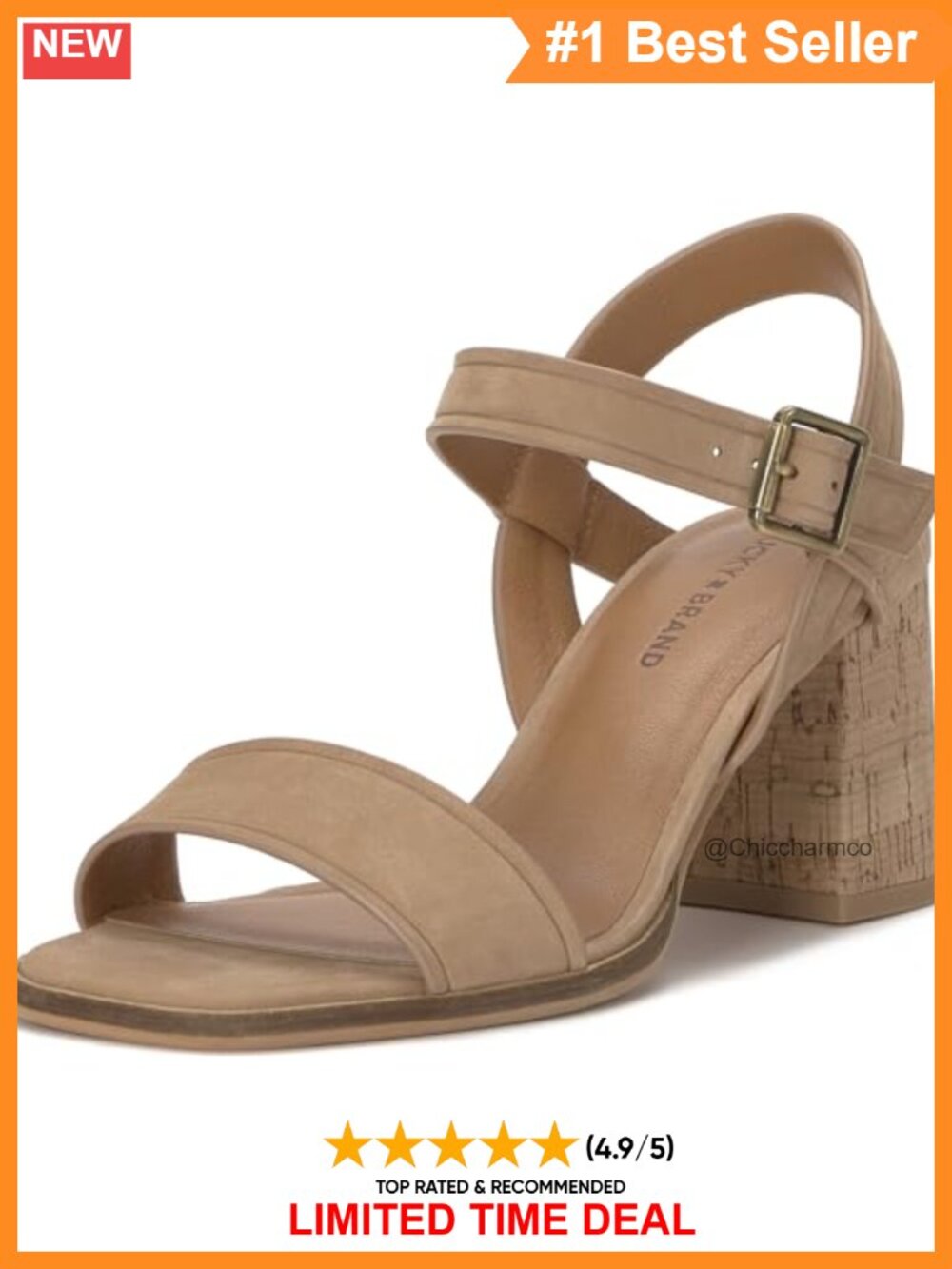 Lucky Brand Women's Hallia Nubuck Ankle Strap Block Heel Sandals